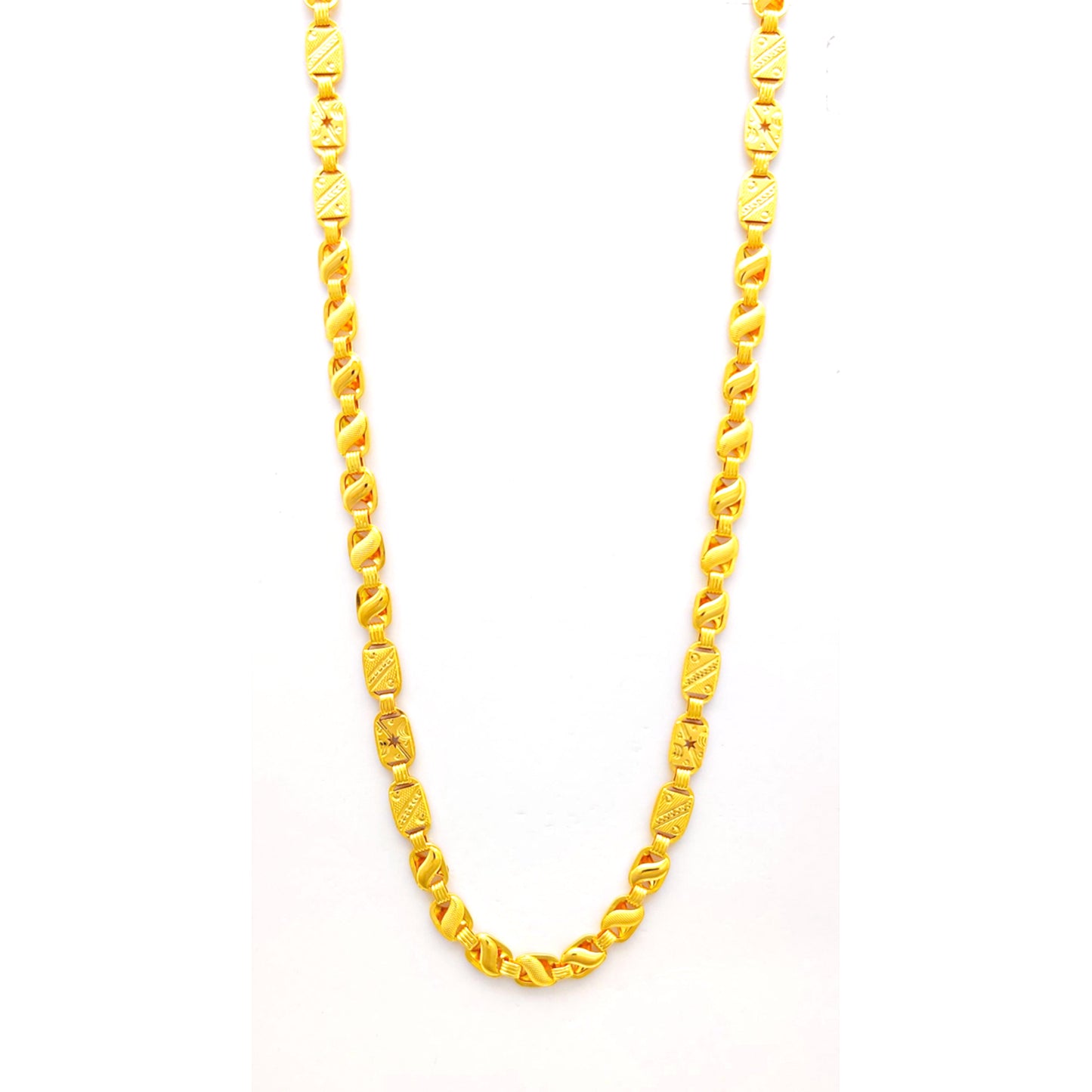 22k Yellow Gold Chain Necklace, Indian Handmade Chain Jewelry