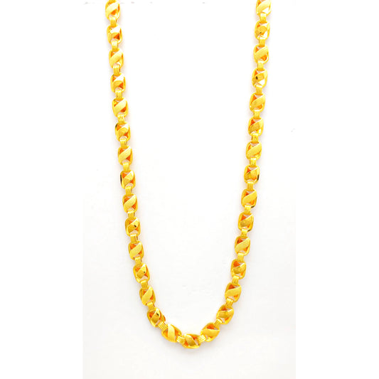 22k Yellow Gold Chain Necklace, Indian Handmade Chain Jewelry