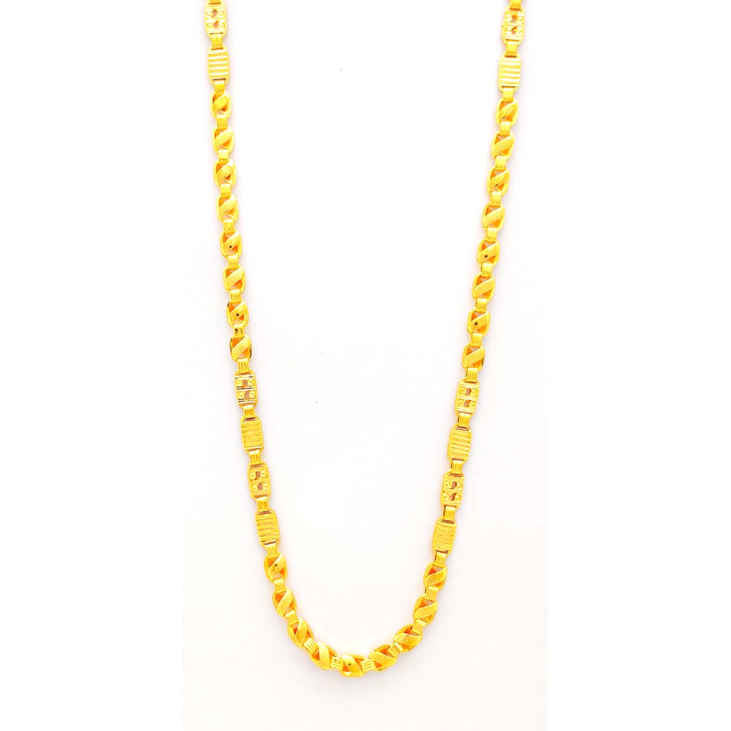 22k Yellow Gold Chain Necklace, Indian Handmade Chain Jewelry