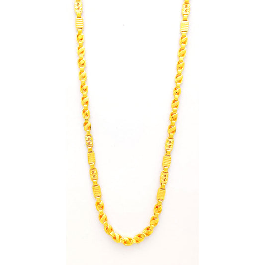 22k Yellow Gold Chain Necklace, Indian Handmade Chain Jewelry