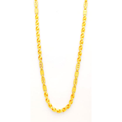 22k Yellow Gold Chain Necklace, Indian Handmade Chain Jewelry