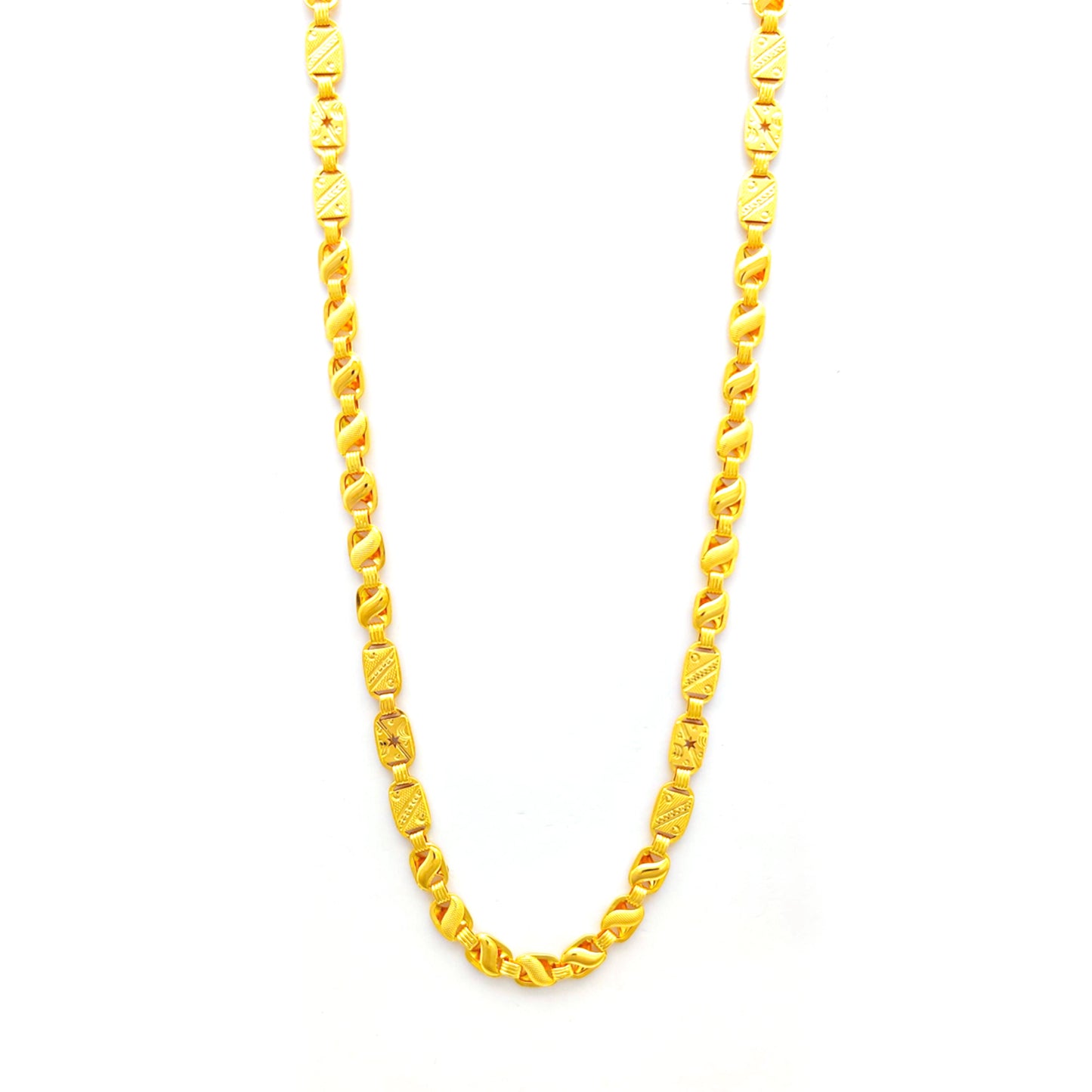 22k Yellow Gold Chain Necklace, Indian Handmade Chain Jewelry