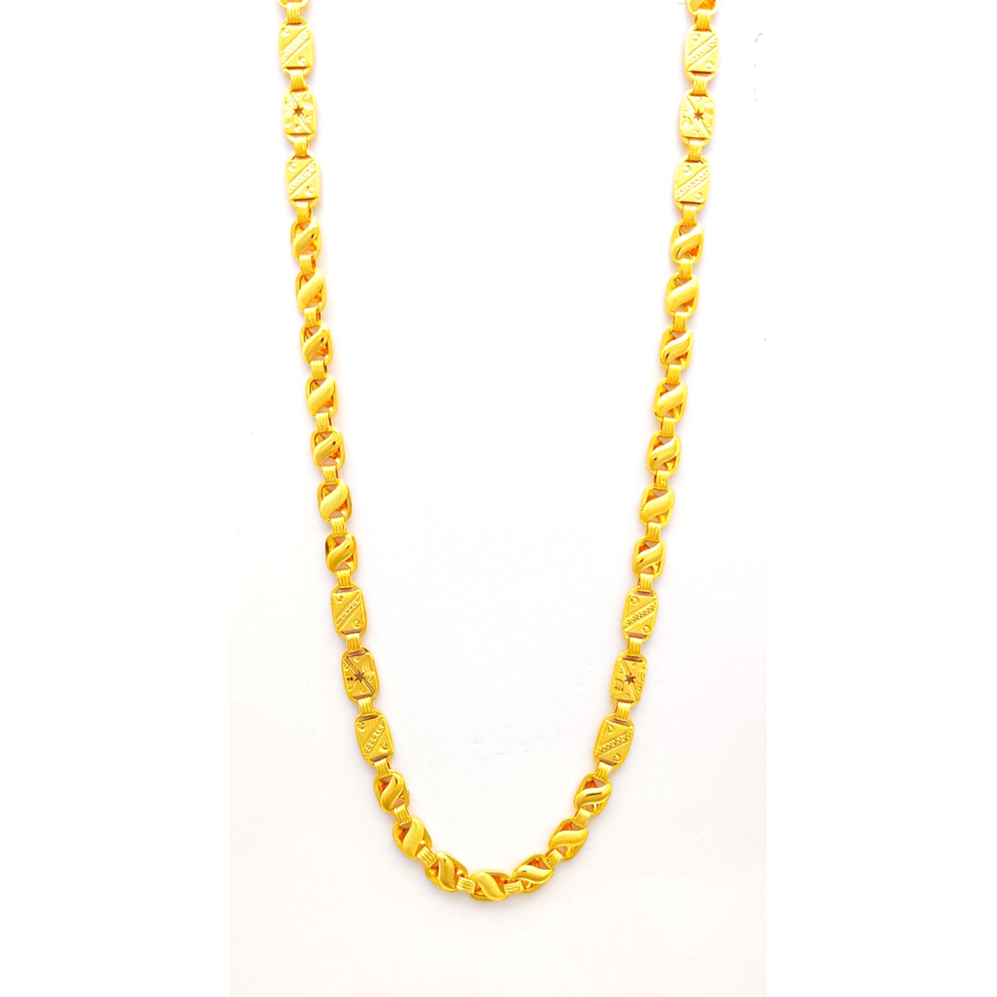 22k Yellow Gold Chain Necklace, Indian Handmade Chain Jewelry