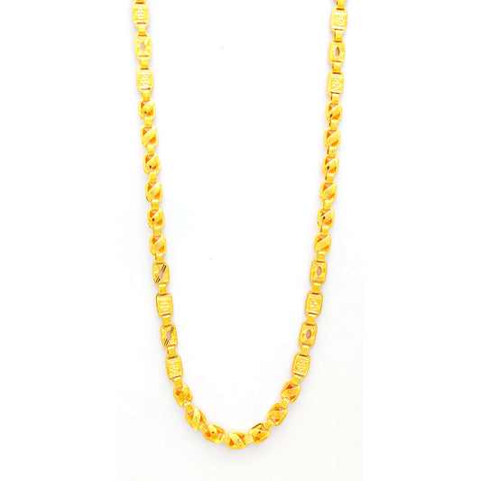 22k Yellow Gold Chain Necklace, Indian Handmade Chain Jewelry