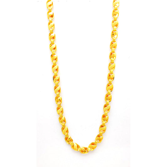 22k Yellow Gold Chain Necklace, Indian Handmade Chain Jewelry