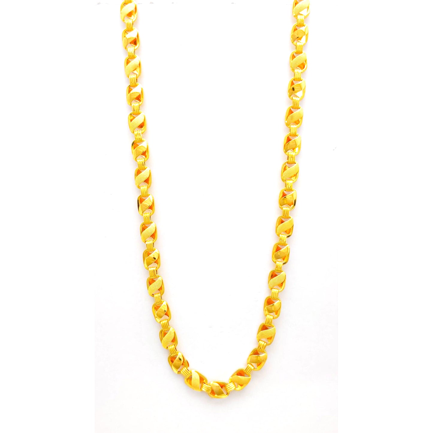 22k Yellow Gold Chain Necklace, Indian Handmade Chain Jewelry