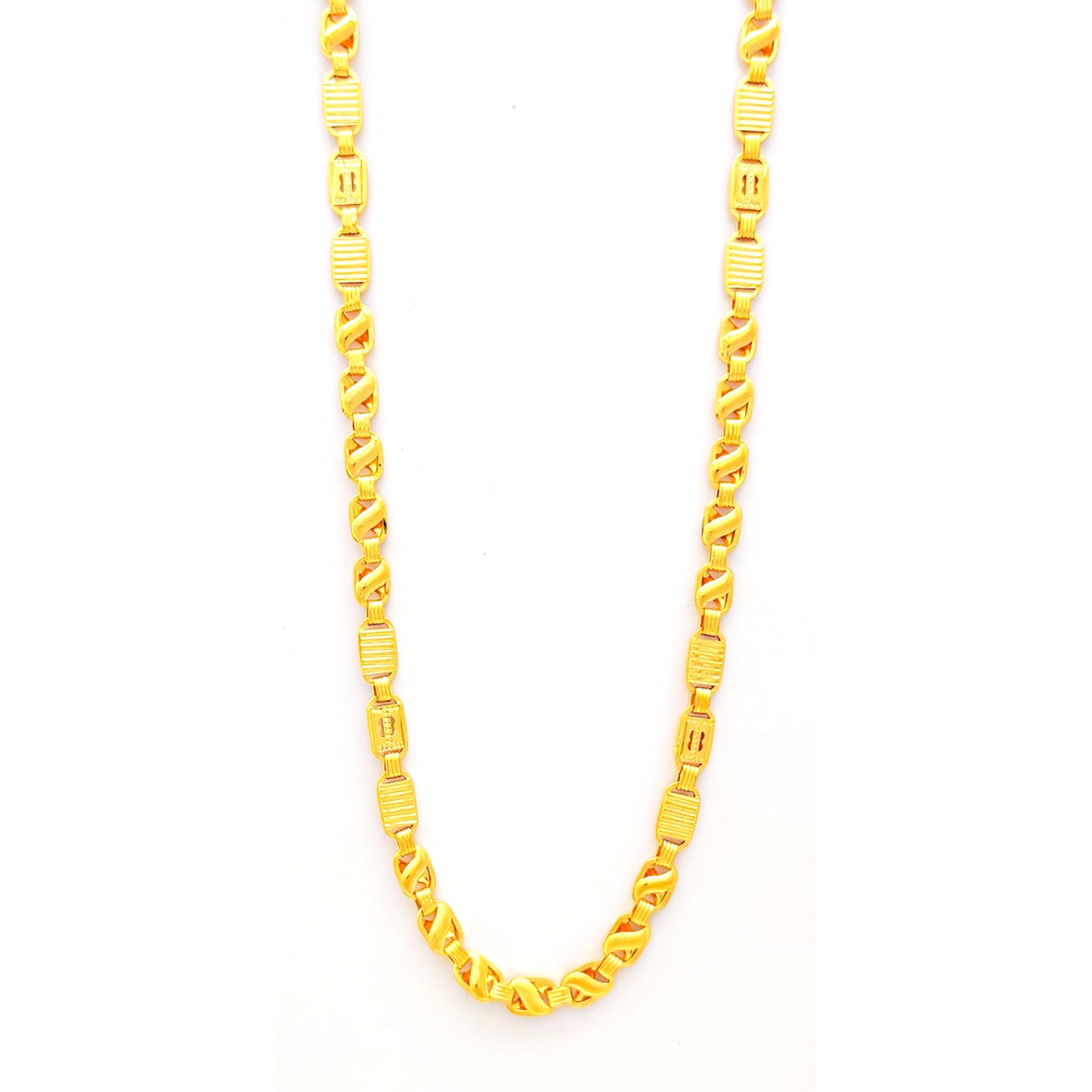 22k Yellow Gold Chain Necklace, Indian Handmade Chain Jewelry