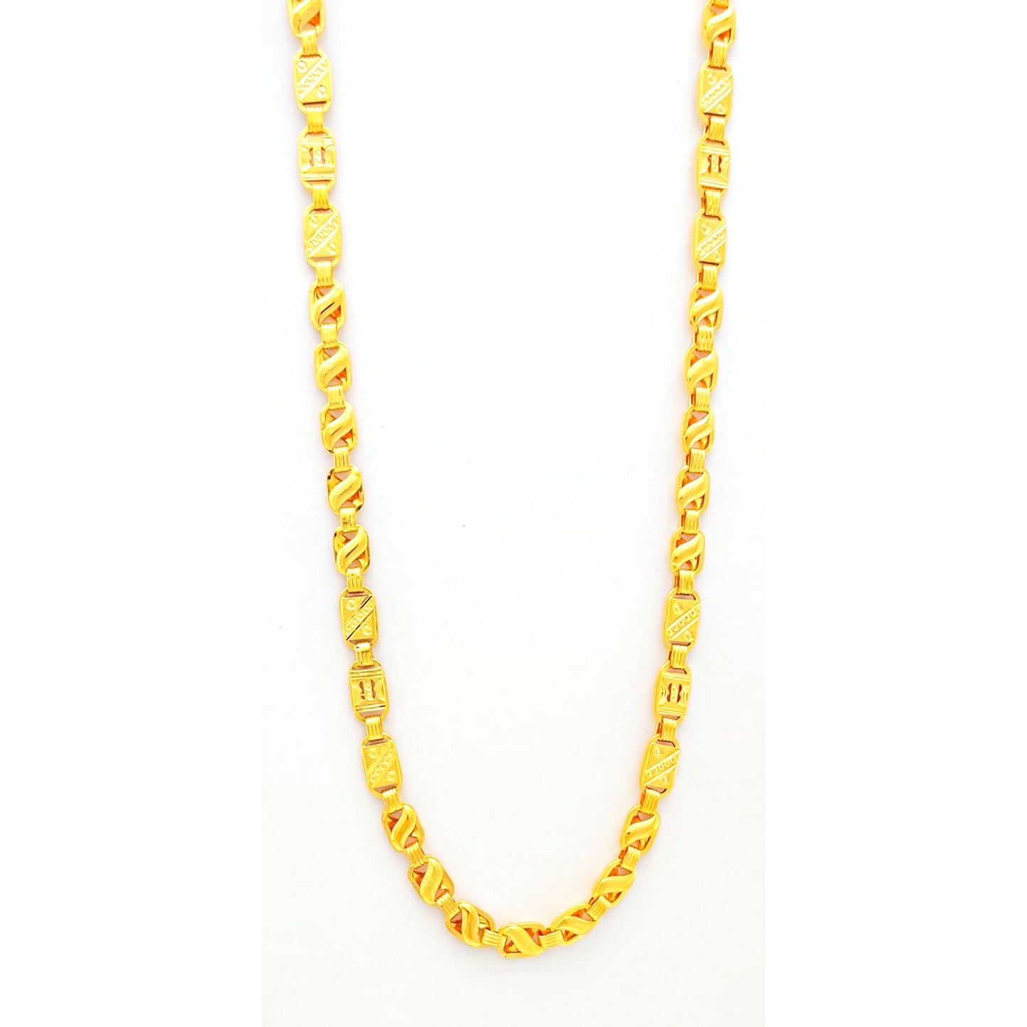 22k Yellow Gold Chain Necklace, Indian Handmade Chain Jewelry