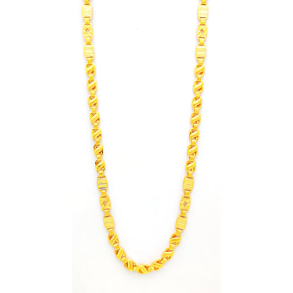 22k Yellow Gold Chain Necklace, Indian Handmade Chain Jewelry