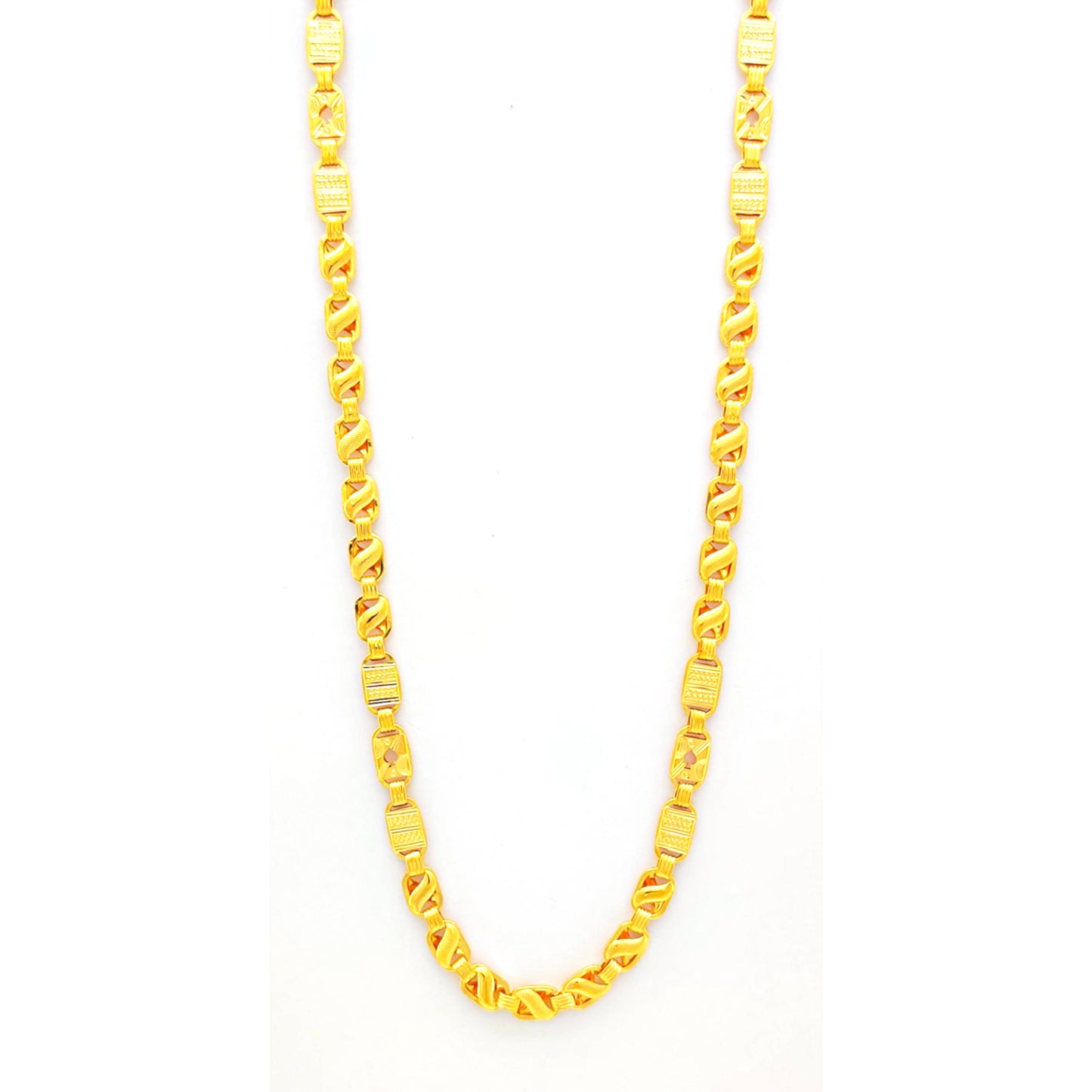 22k Yellow Gold Chain Necklace, Indian Handmade Chain Jewelry