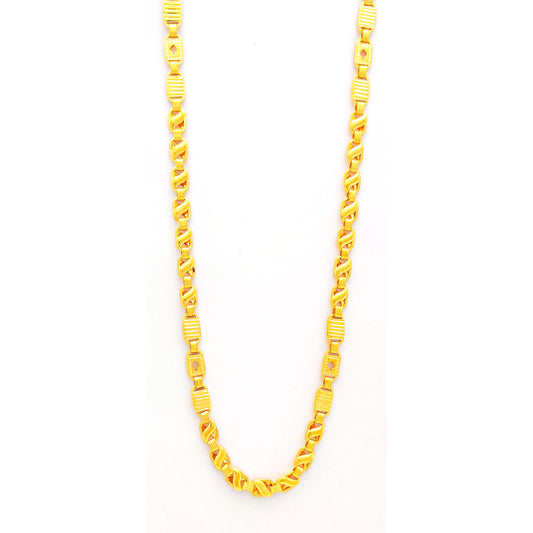 22k Yellow Gold Chain Necklace, Indian Handmade Chain Jewelry