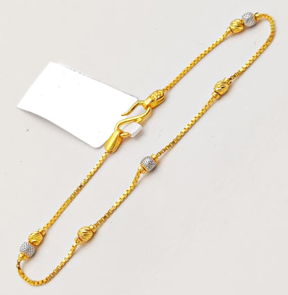 22k Yellow Gold Bracelet For Women, Beads Gold Bracelet, Light Weight Gold Bracelet, Tennis Bracelet, Chain Link Bracelet