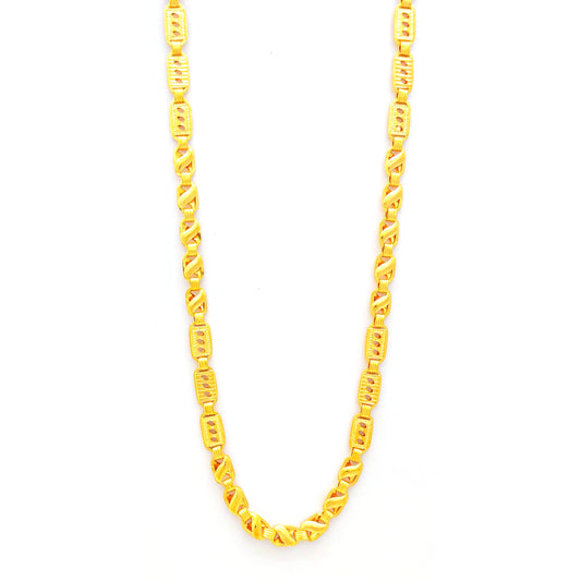 22k Yellow Gold Chain Necklace, Indian Handmade Chain Jewelry