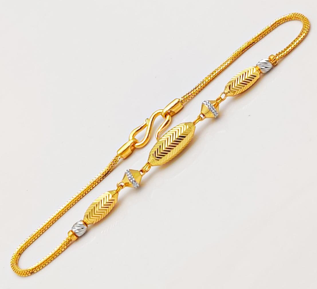 22k Yellow Gold Bracelet For Women, Beads Gold Bracelet, Light Weight Gold Bracelet, Tennis Bracelet, Chain Link Bracelet