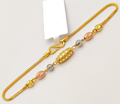 22k Yellow Gold Bracelet For Women, Beads Gold Bracelet, Light Weight Gold Bracelet, Tennis Bracelet, Chain Link Bracelet