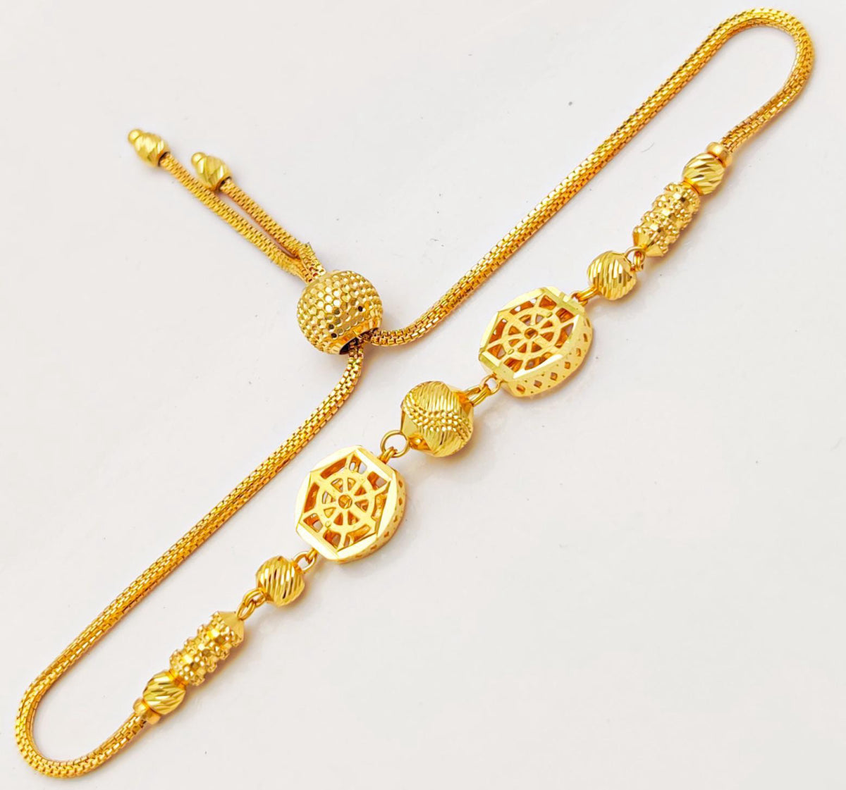 22k Yellow Gold Bracelet For Women, Beads Gold Bracelet, Light Weight Gold Bracelet, Tennis Bracelet, Chain Link Bracelet