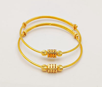 22k Yellow Gold Bracelet For Kids, Gold Kadas Beads Gold Bracelet, Light Weight Gold Bracelet, Bangle Bracelet, Adjustable kids Bracelet