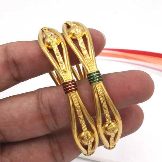 22k Gold Bangle Bracelet jewelry, Indian Traditional Vintage Design Kada