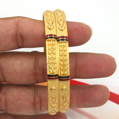 22k yellow gold handmade traditional indian bangle bracelet kada pair jewelry , indian gold churi, women bracelet bangle,