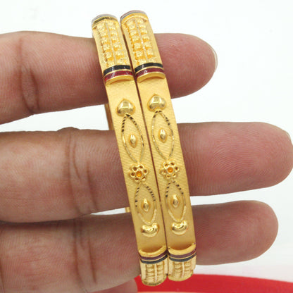 22k yellow gold handmade traditional indian bangle bracelet kada pair jewelry , indian gold churi, women bracelet bangle,