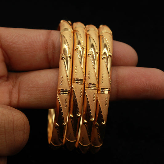 Pure 22k Gold Bangles Indian Handmade vintage design , Traditional Rajasthan India , Bangle Bracelet pair Wedding Jewelry