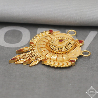 Handmade 22k Yellow Gold Amulet Pendant Necklace Handmade Indian Vintage Antique Design Jewelry, K5047