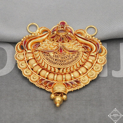 Handmade 22k Yellow Gold Amulet Pendant Necklace Handmade Indian Vintage Antique Design Jewelry, K5049