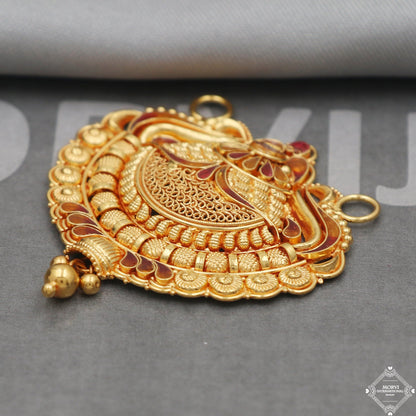 Handmade 22k Yellow Gold Amulet Pendant Necklace Handmade Indian Vintage Antique Design Jewelry, K5049