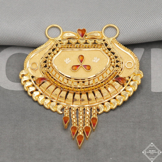 22k Yellow Gold Mangalsutra Pendant Necklace Handmade Indian Handmade Vintage Antique Design Jewelry, K5050