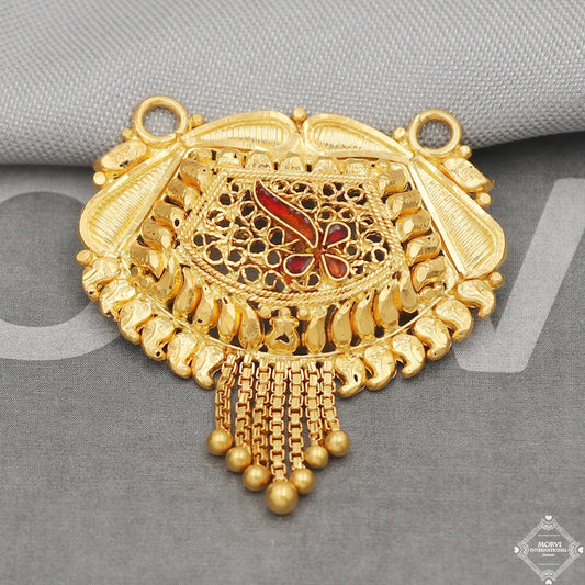 22k Yellow Gold Mangalsutra Pendant Necklace Handmade Indian Handmade Vintage Antique Design Jewelry, K5051