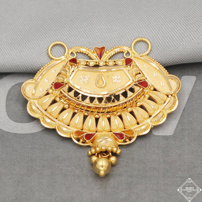 22k Yellow Gold Mangalsutra Pendant Necklace Handmade Indian Handmade Vintage Antique Design Jewelry, K5053