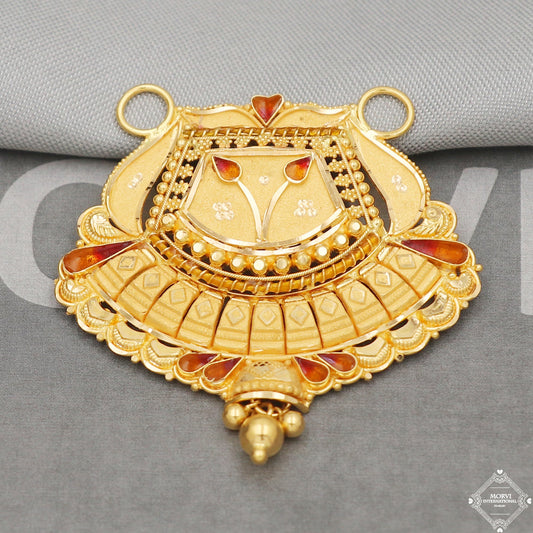 22k Yellow Gold Mangalsutra Pendant Necklace Handmade Indian Handmade Vintage Antique Design Jewelry, K5054