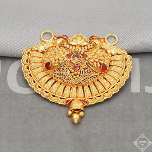 22k Yellow Gold Mangalsutra Pendant Necklace Handmade Indian Handmade Vintage Antique Design Jewelry, K5055