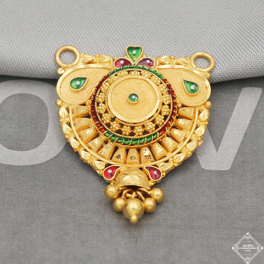 22k Yellow Gold Mangalsutra Pendant Necklace Handmade Indian Handmade Vintage Antique Design Jewelry, K5057