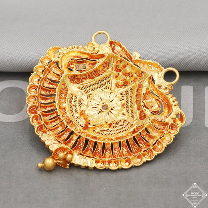 22k Yellow Gold Pendant Necklace Handmade Indian Mangalsutra Handmade Vintage Antique Design Jewelry, K5065