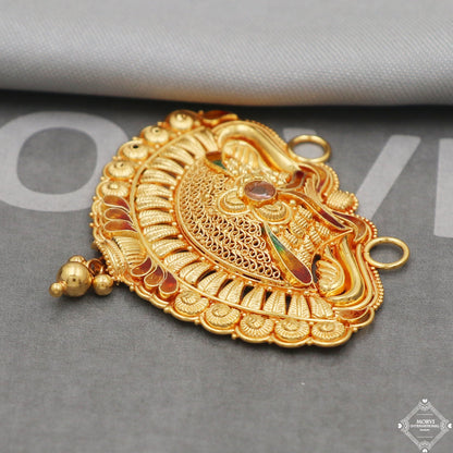 22k Yellow Gold Pendant Necklace Handmade Indian Mangalsutra Handmade Vintage Antique Design Jewelry, K5084