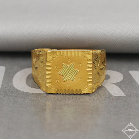 22k Yellow Gold Ring Size 10.5 US and All, Hand Carved Gold Ring Jewelry, Indian Gold Ring, K5088