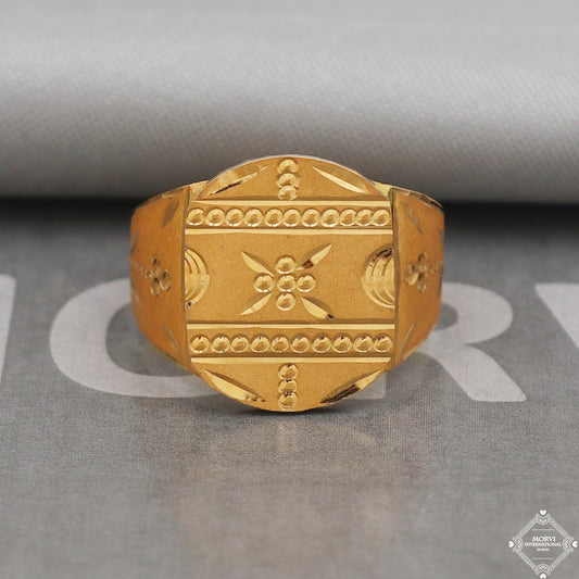 22k Yellow Gold Ring Size 10 US and All, Hand Carved Gold Ring Jewelry, Indian Gold Ring, K5091