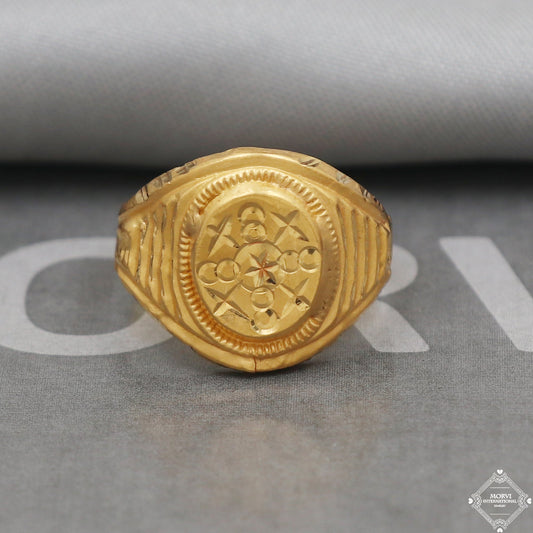 22k Yellow Gold Ring Size 8 US and All, Hand Carved Gold Ring Jewelry, Indian Gold Ring, K5096