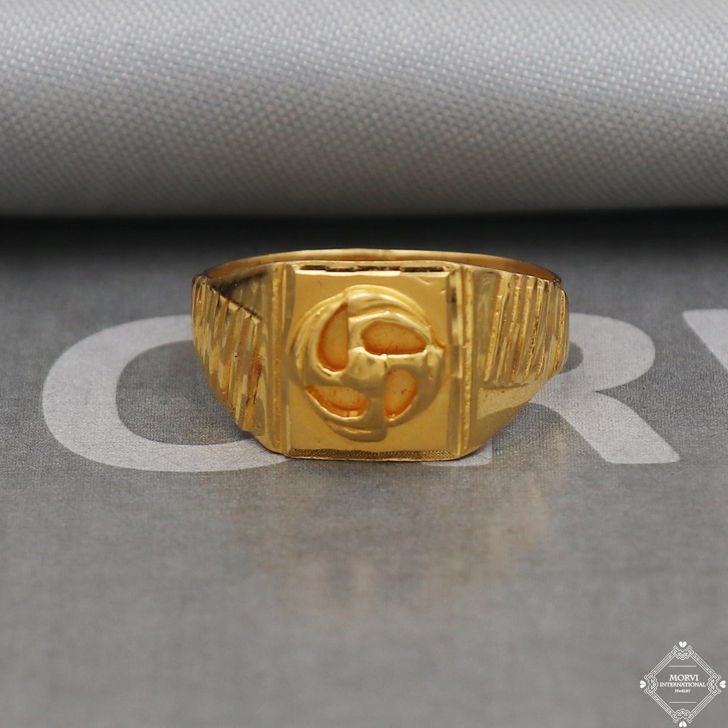 22k Yellow Gold Ring Size 7.75 US and All, Hand Carved Gold Ring Jewelry, Indian Gold Ring, K5098