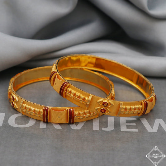 22k 22 karat Gold Bangles Bracelet Pair Wedding Jewelry, K5171