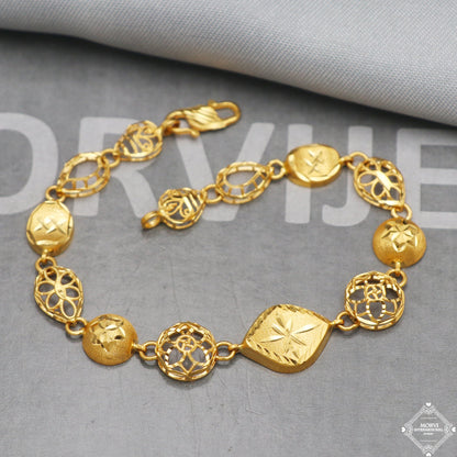 22k Yellow Gold Women Link Bracelet Jewelry, K5274