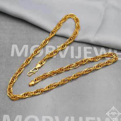 22k Yellow Gold Chain Necklace 6mm, pure handmade gold chain for men and women, Indian gold chain jewelry, gift, K5277