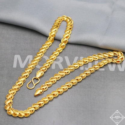 22k Yellow Gold Chain Necklace 8mm, 21 inch all size pure handmade gold chain for men and women, Indian gold chain, S design chain, K5282