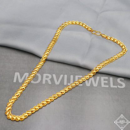 22k Yellow Gold Chain Necklace 8mm, 21 inch all size pure handmade gold chain for men and women, Indian gold chain, S design chain, K5282