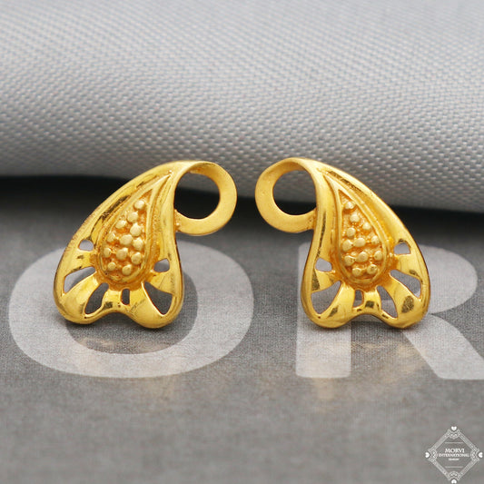 22k Yellow Gold Stud Earrings Handmade Indian Jewelry K5332