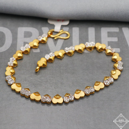 22k Yellow Gold charms Link Bracelet 7.25 inches Indian Handmade Jewelry, K5344