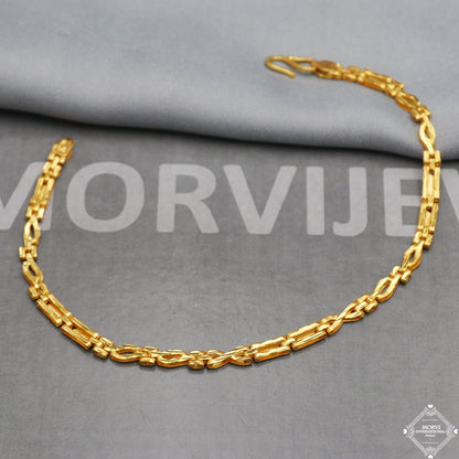 Simple 22k Yellow Gold Link Slim Women Bracelet 8.25 inches Indian Handmade Women Jewelry, K5350