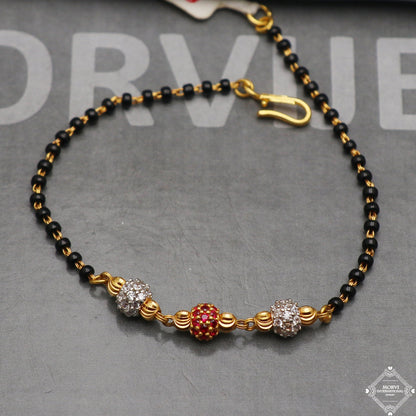 Black Gold Beads Ball 22k Gold Link Bracelet 7 inches Indian Handmade Women Jewelry, K5351