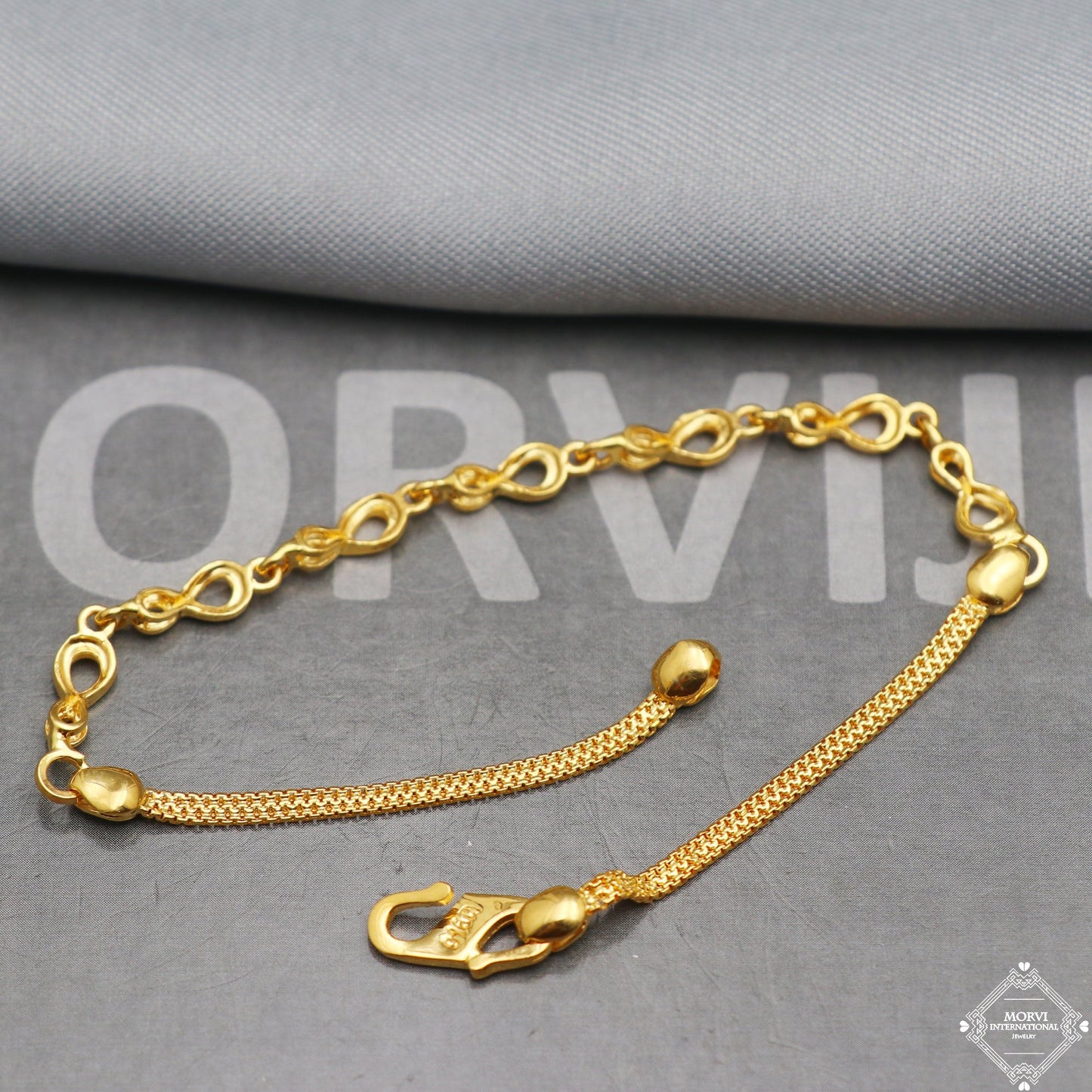 Fabulous 22k Yellow Gold Link Women Bracelet 7 inches Indian Handmade Women Jewelry, K5353